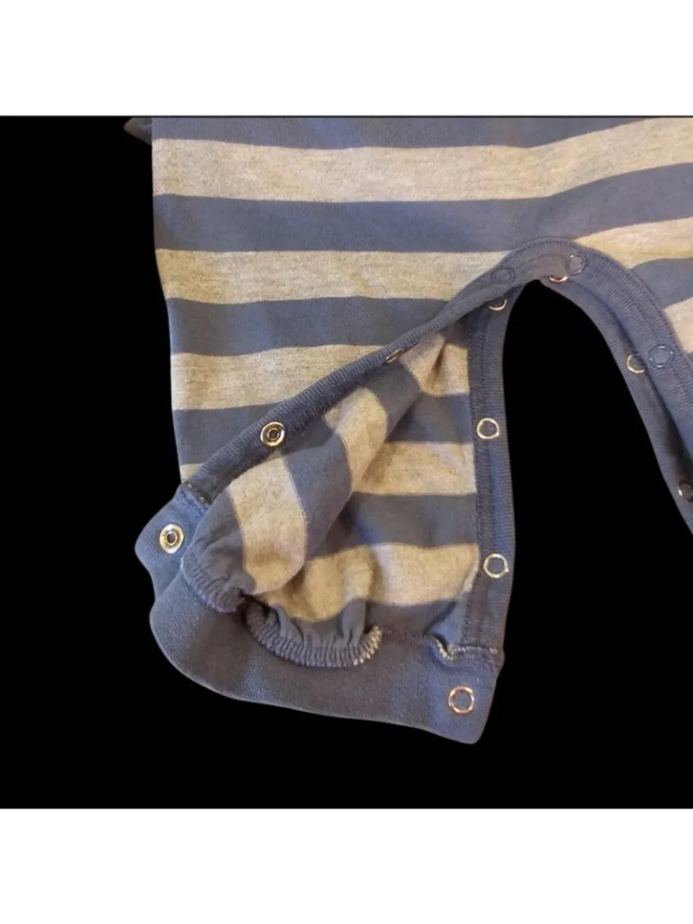 VTG Baby Bgosh Romper Sz 18 Months Boys Striped Moose Snowflake Blue Gray